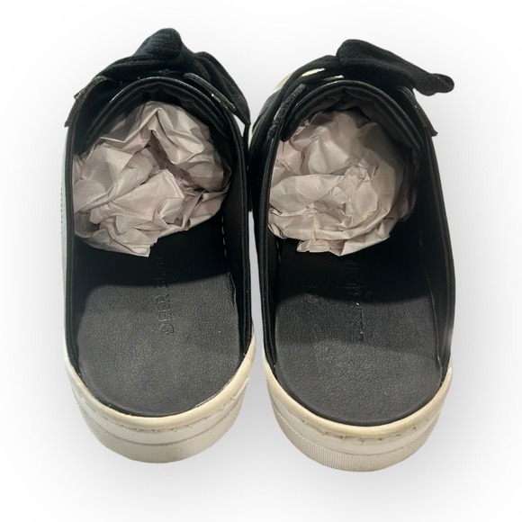 Black Leather Gold Toe Mules Sz 5.5 - Picture 4 of 10